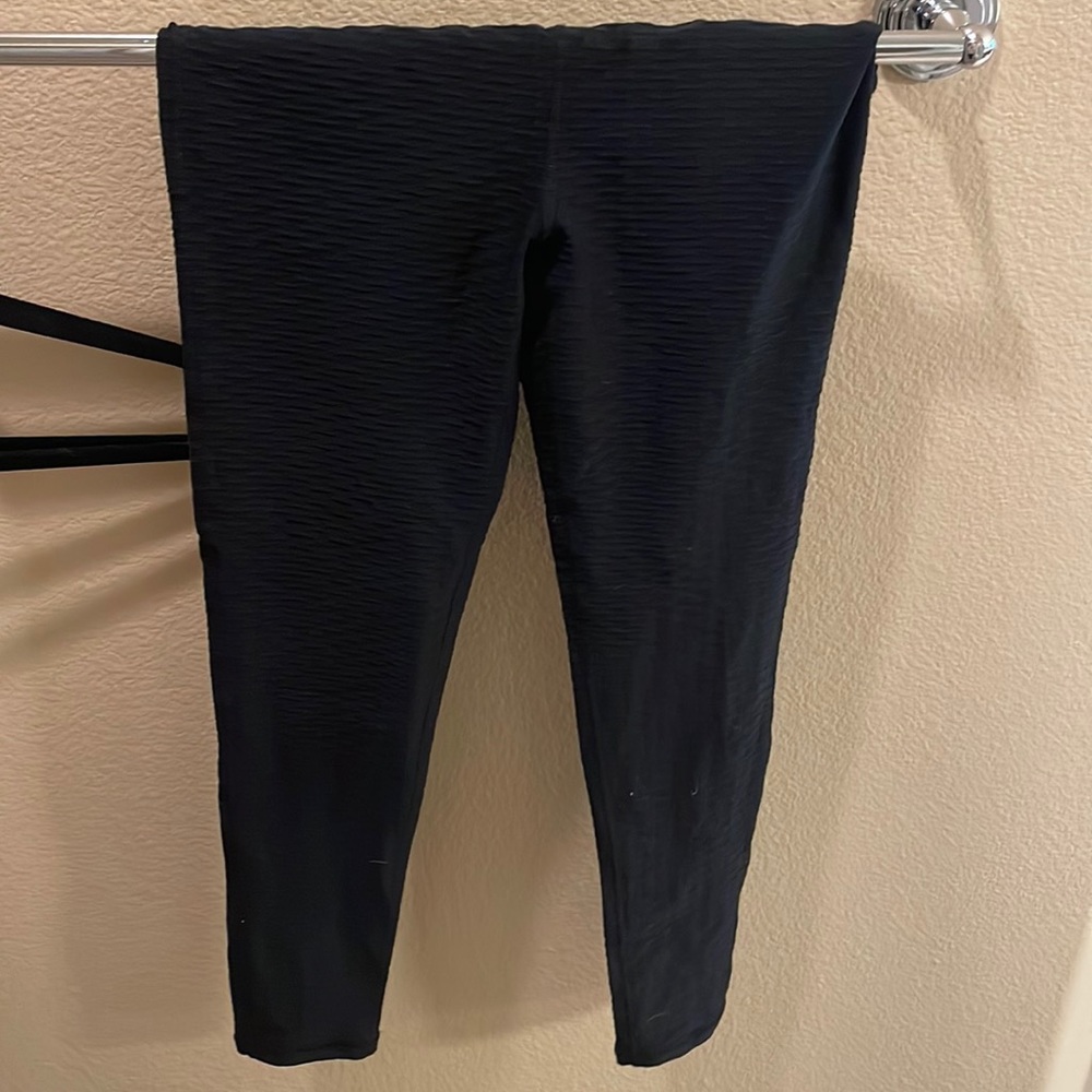 Black Leggings for Workout or Everyday Wear - Subtle Texture/Pattern